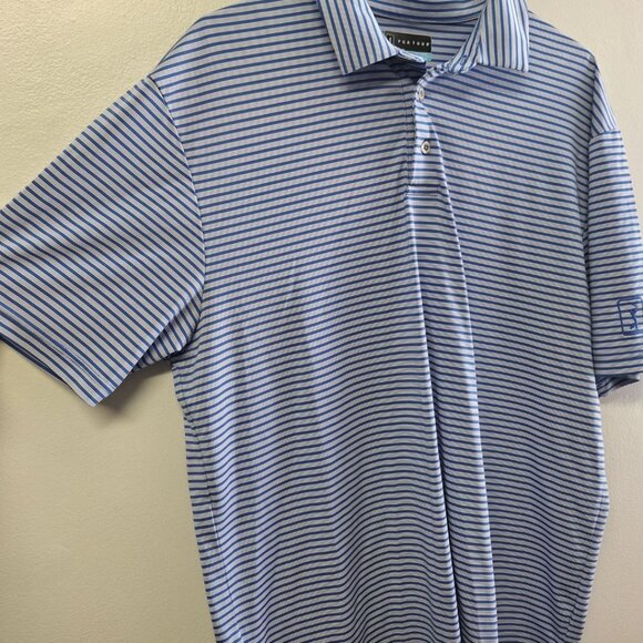 PGA‎ Tour Golf Shirt Pullover Collar Striped Button Mens Large Lightweight - Picture 3 of 8
